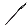Retro Wooden Carved Hair Stick - Dark Wood, Swept Leaf Top