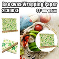 Reusable Beeswax Food Wrap Roll, 100 x 33 cm - Green Maple Leaf Print - view 2