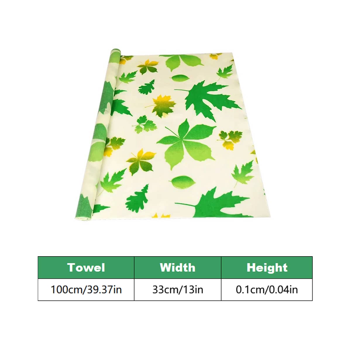 Reusable Beeswax Food Wrap Roll, 100 x 33 cm - Green Maple Leaf Print - view 4