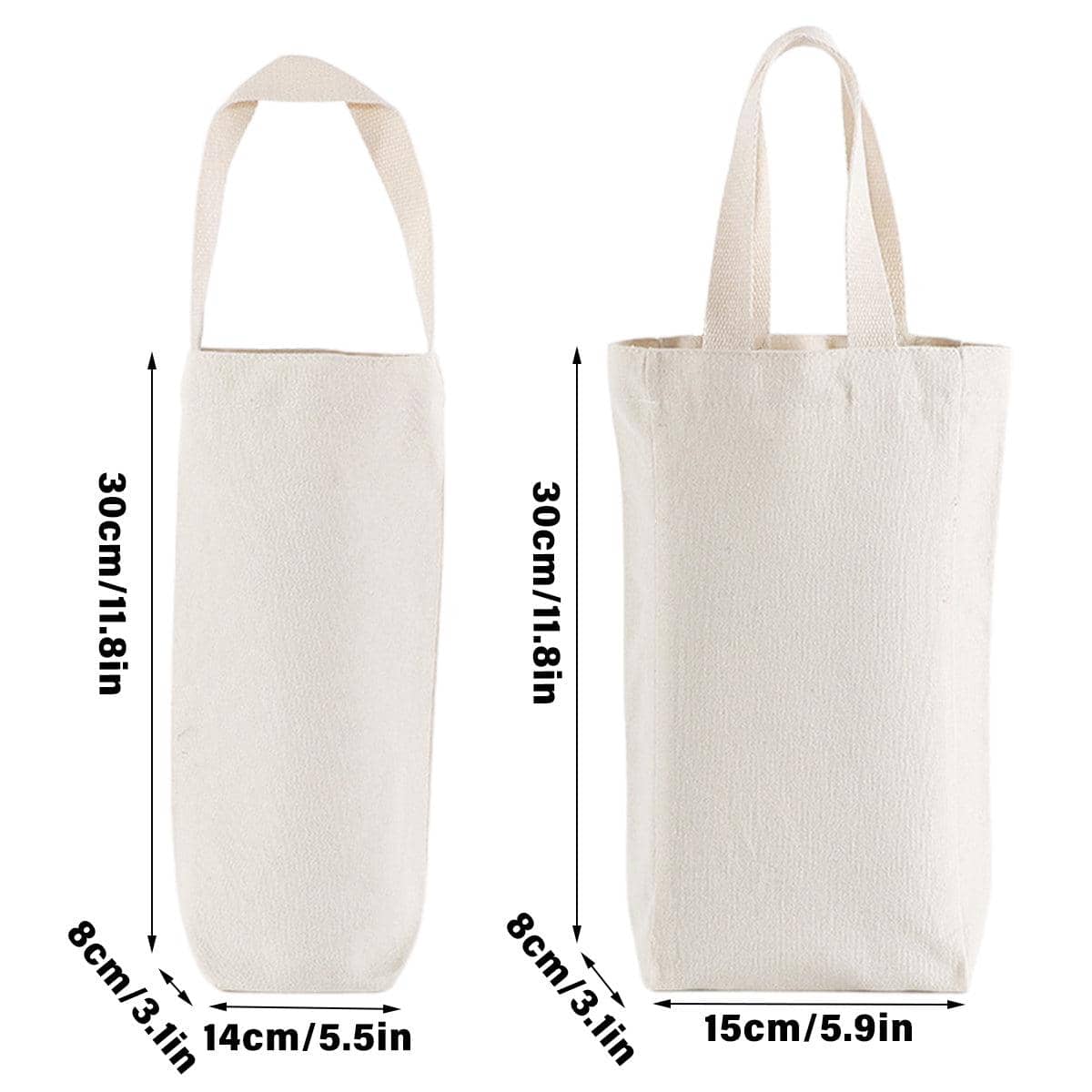 Reusable Canvas Wine Bag with Handles for Gifts, Pack of 10 - 30 x 14 x 8 cm - view 4