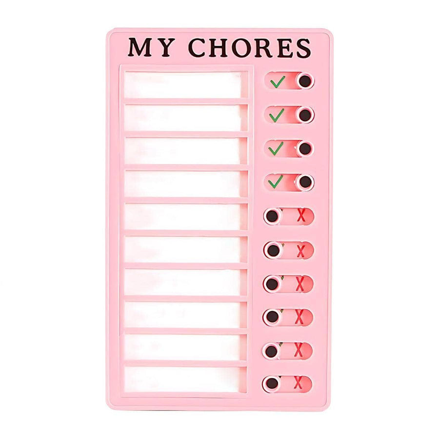 Reusable Chore Chart with Sliding Checklist, 20 x 12 cm - Pink