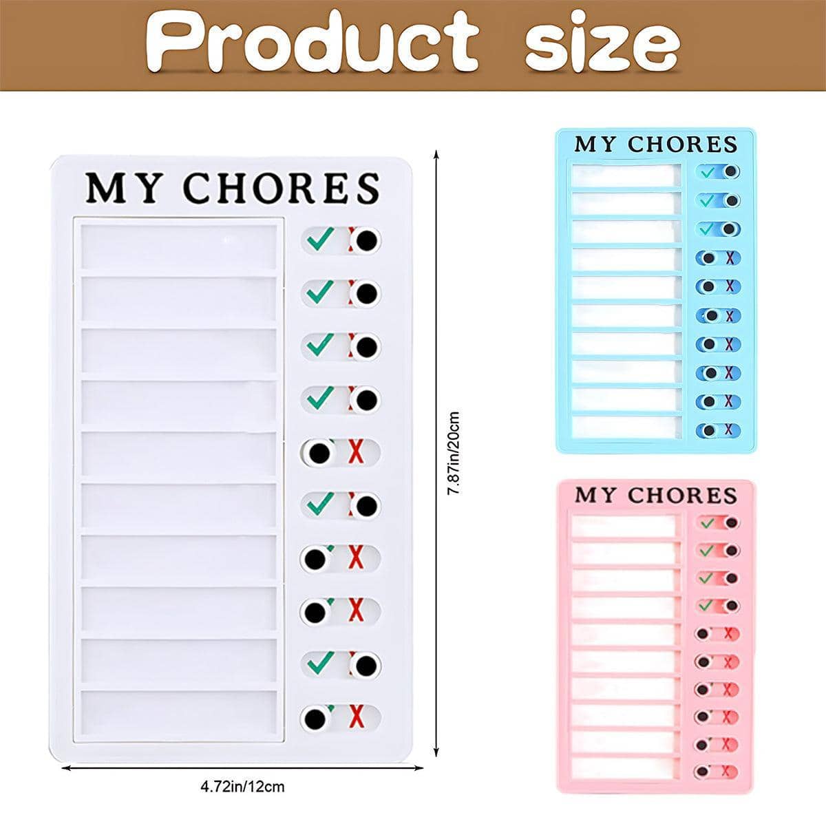 Reusable Chore Chart with Sliding Checklist, 20 x 12 cm - Pink - view 4