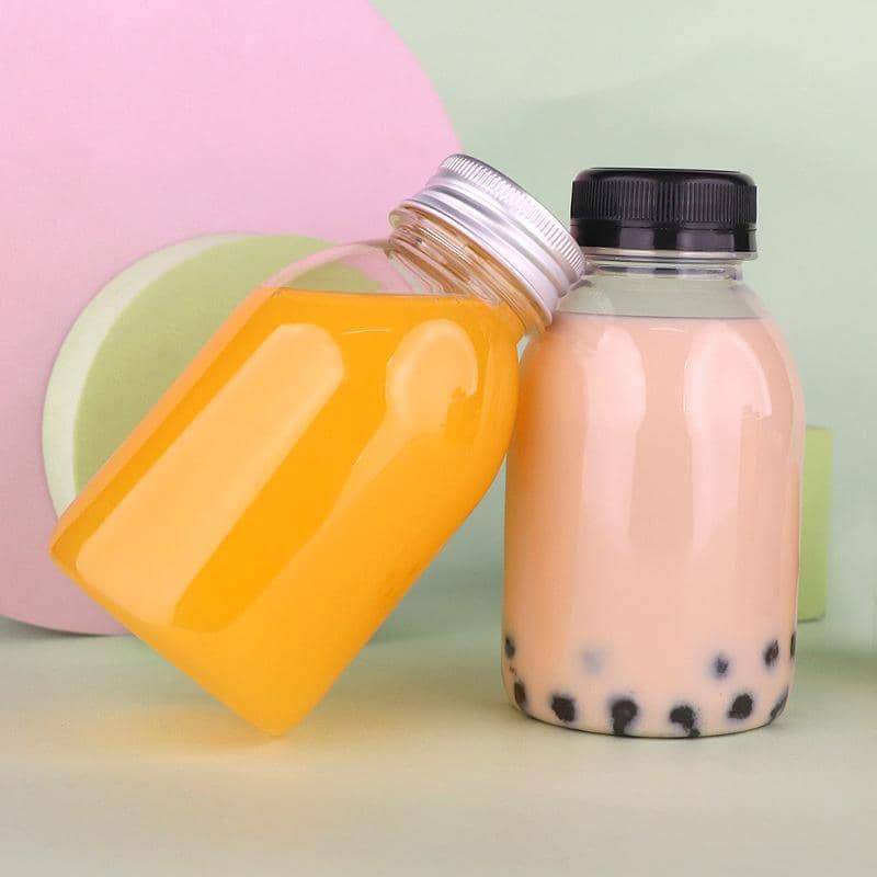 Reusable Clear Plastic Juice Bottles 250ml, Pack of 20 - Black Glossy Cover - view 4