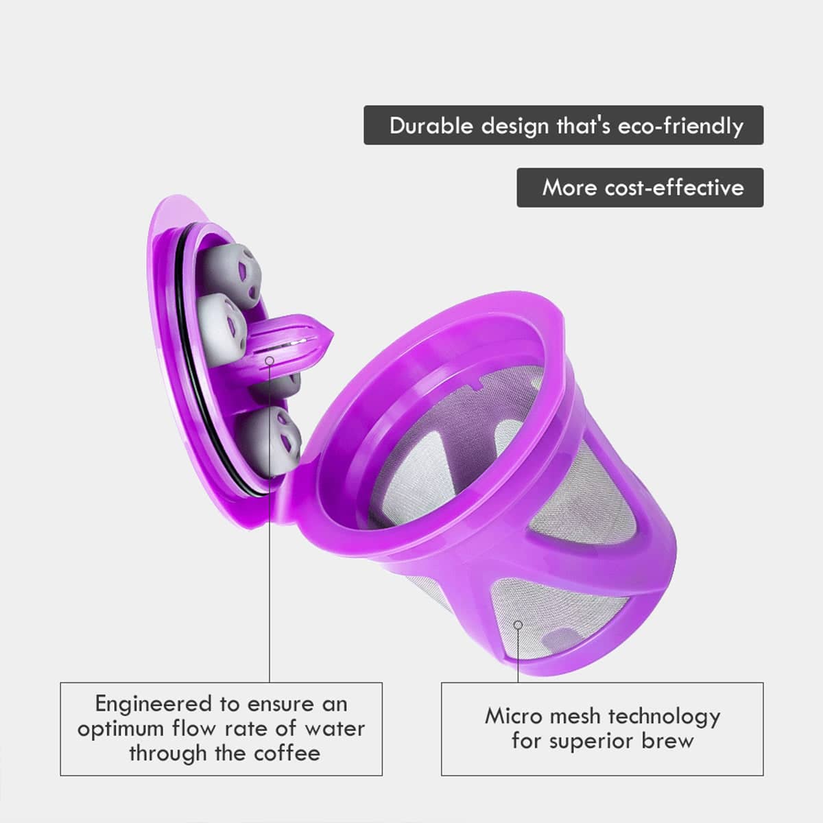 Reusable Coffee Pods for Keurig K-Cup Machines - Purple, Pack of 4 - view 5