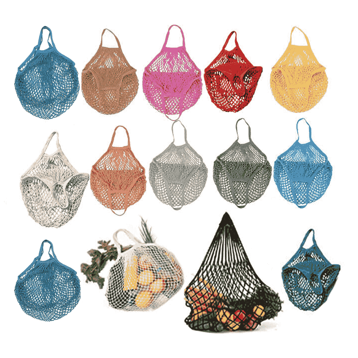 Reusable Cotton Mesh Net Shopping Bag, Foldable String Tote - Green - view 3