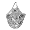 Reusable Cotton Mesh Net Shopping Bag, Foldable String Tote - Grey