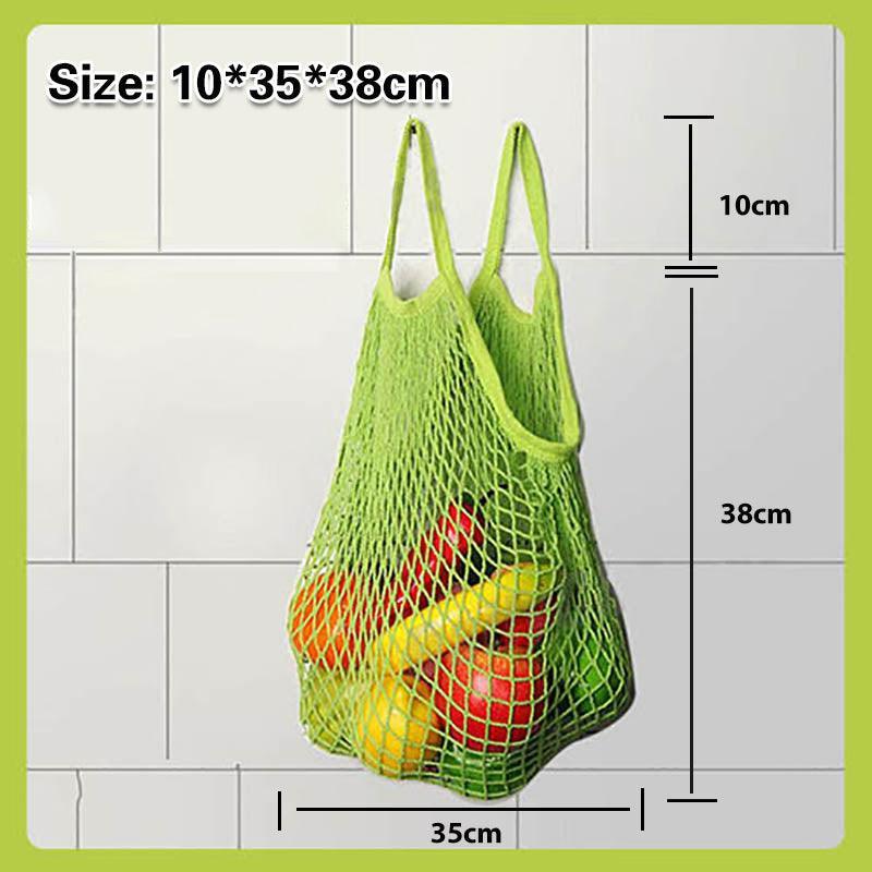 Reusable Cotton Mesh Net Shopping Bag, Foldable String Tote - Grey - view 10