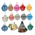 Reusable Cotton Mesh Net Shopping Bag, Foldable String Tote - Grey - view 3
