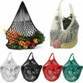 Reusable Cotton Mesh Net Shopping Bag, Foldable String Tote - Grey - view 6
