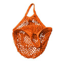 Reusable Cotton Mesh Net Shopping Bag, Foldable String Tote - Orange