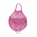Reusable Cotton Mesh Net Shopping Bag, Foldable String Tote - Pink