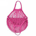 Reusable Cotton Mesh Net Shopping Bag, Foldable String Tote - Rose Red