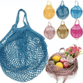 Reusable Cotton Mesh Net Shopping Bag, Foldable String Tote - Steel Grey - view 5