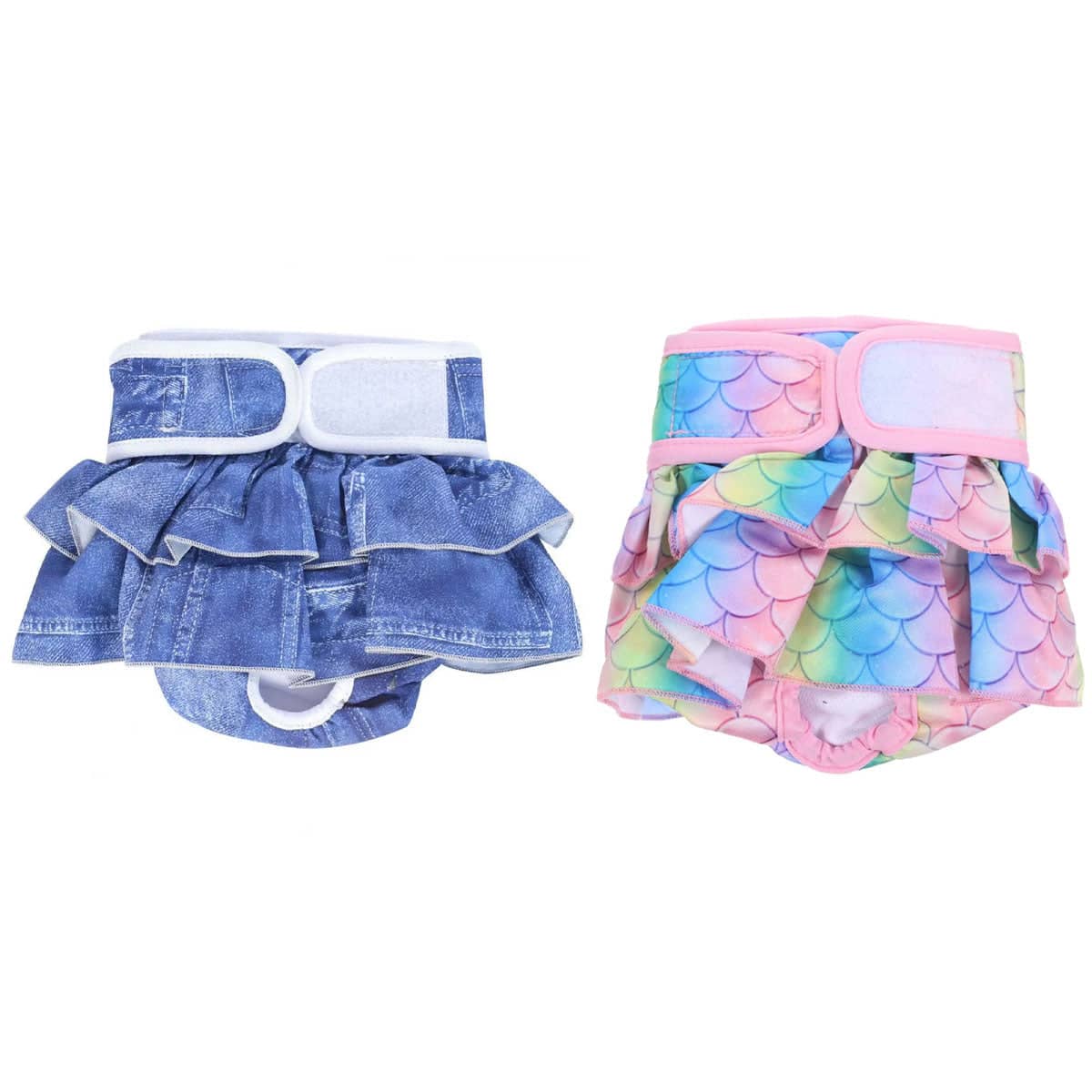Reusable Female Dog Diaper Pants with Skirt - Mermaid Scale Print, Size S (Waist 30-45 cm) - view 3