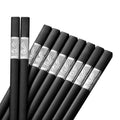 Reusable Fibreglass Chopsticks, 10 Pairs - Black with Silver Swirl Band