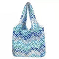 Reusable Foldable Shopping Bag, Light Waterproof Grocery Bag 39 x 46cm - Blue Hexagon Print