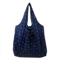 Reusable Foldable Shopping Bag, Light Waterproof Grocery Bag 39 x 46cm - Navy Blue Anchor Print