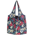 Reusable Foldable Shopping Bag, Light Waterproof Grocery Bag 39 x 46cm - Navy Blue Floral Print