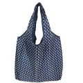 Reusable Foldable Shopping Bag, Light Waterproof Grocery Bag 39 x 46cm - Navy Blue Polka Dot Print
