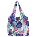 Reusable Foldable Shopping Bag, Light Waterproof Grocery Bag 39 x 46cm - Purple and Green Tropical Leaf Print