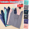 Reusable Foldable Shopping Bags, Pack of 6, Eco Grocery Tote
