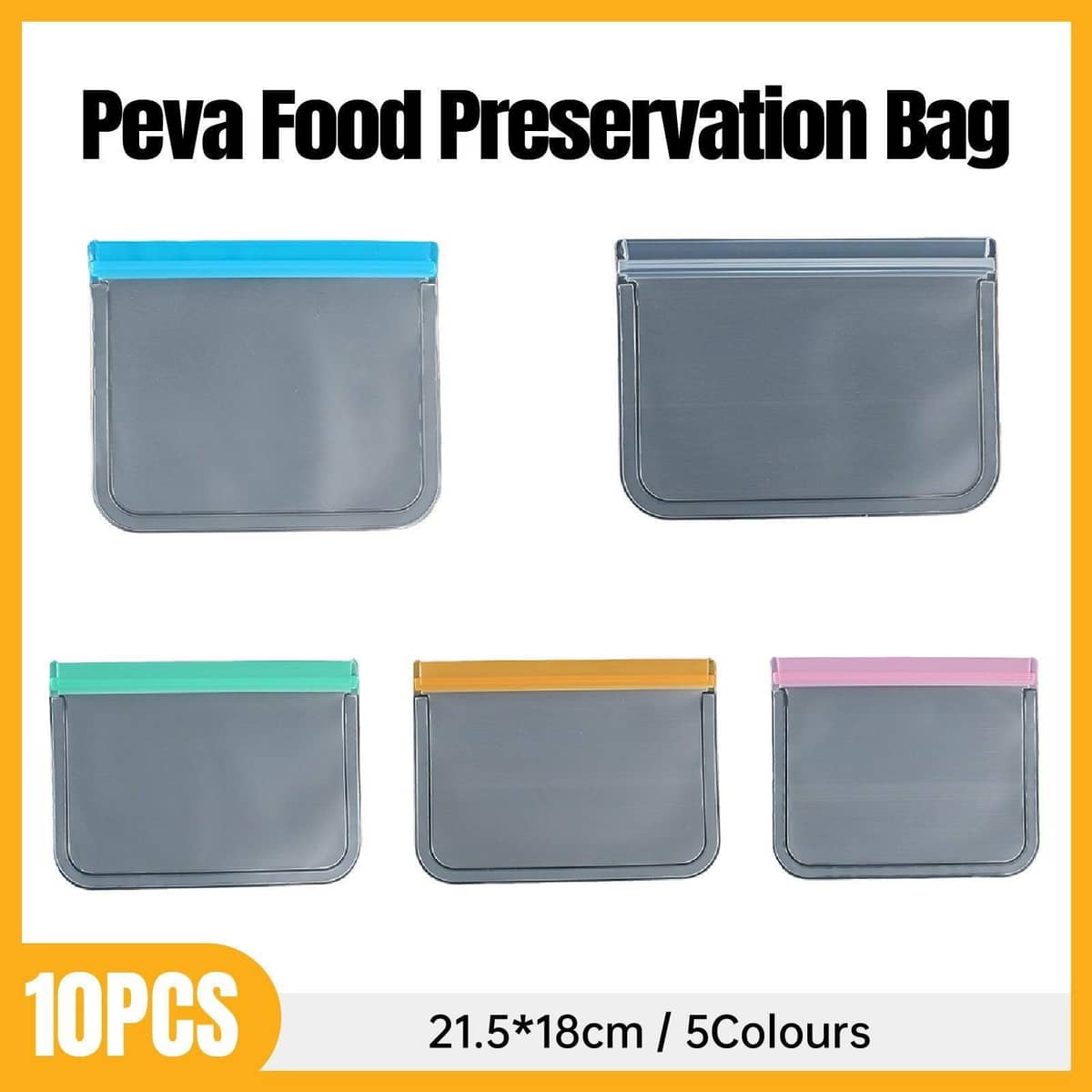 Reusable Frosted Food Storage Bags with Ziplock, Pack of 10 - Grey Zip - view 2