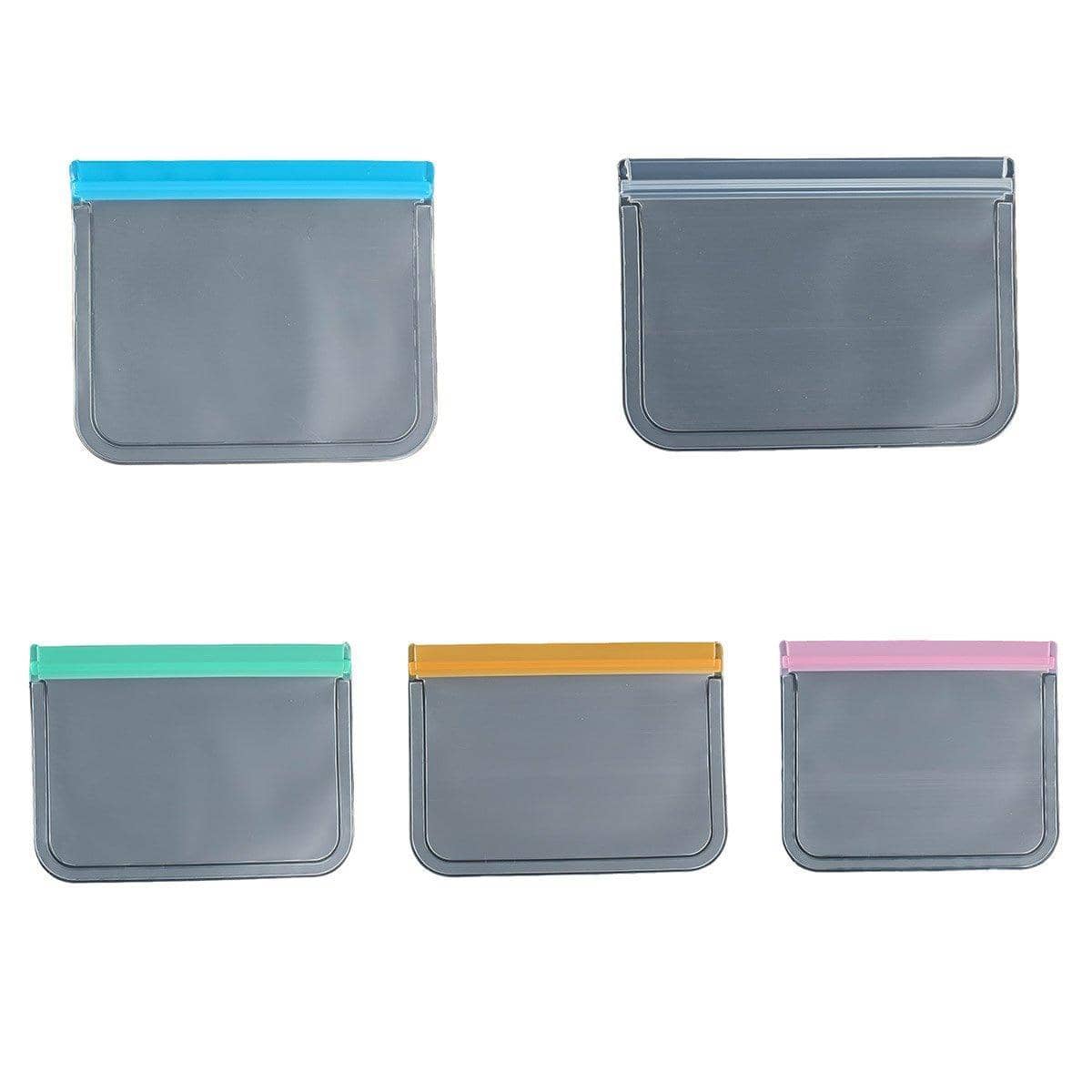 Reusable Frosted Food Storage Bags with Ziplock, Pack of 10 - Grey Zip - view 3