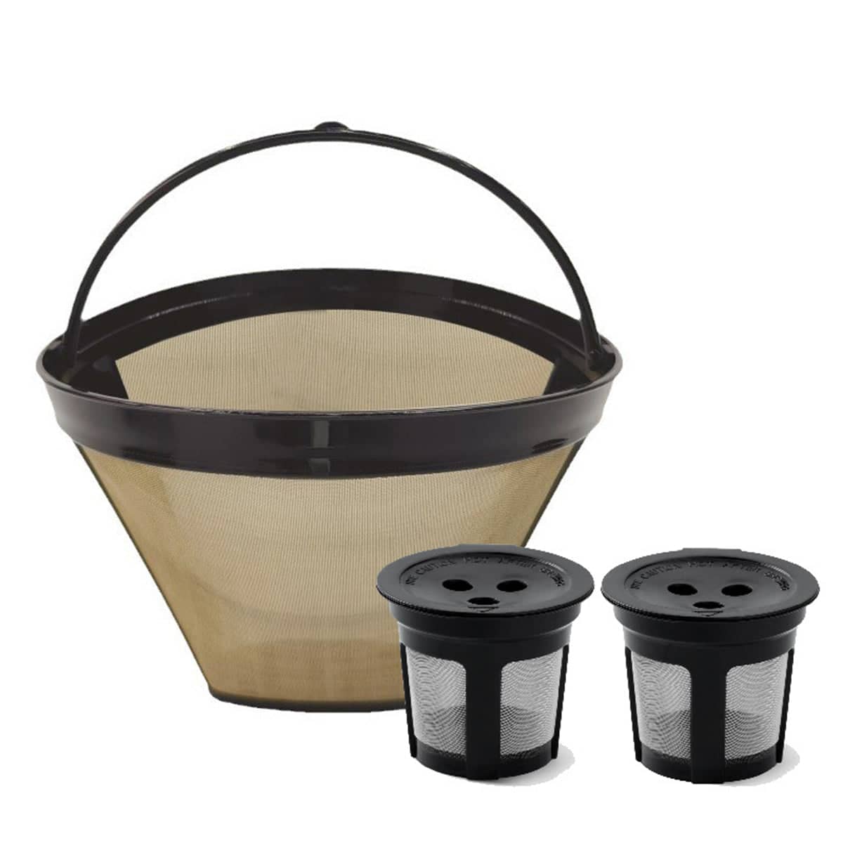 Reusable Gold Coffee Filter Basket with Two Capsule Cups, Stainless Steel - view 2