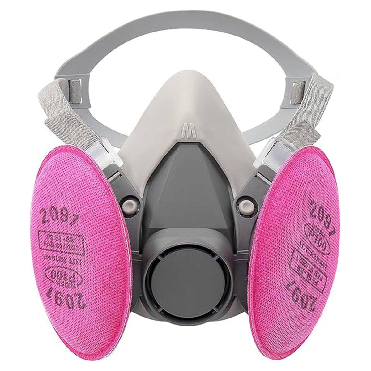 Reusable Half Face Respirator Mask with Replaceable Filters - Grey and Pink - view 2