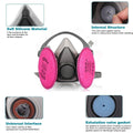 Reusable Half Face Respirator Mask with Replaceable Filters - Grey and Pink - view 5