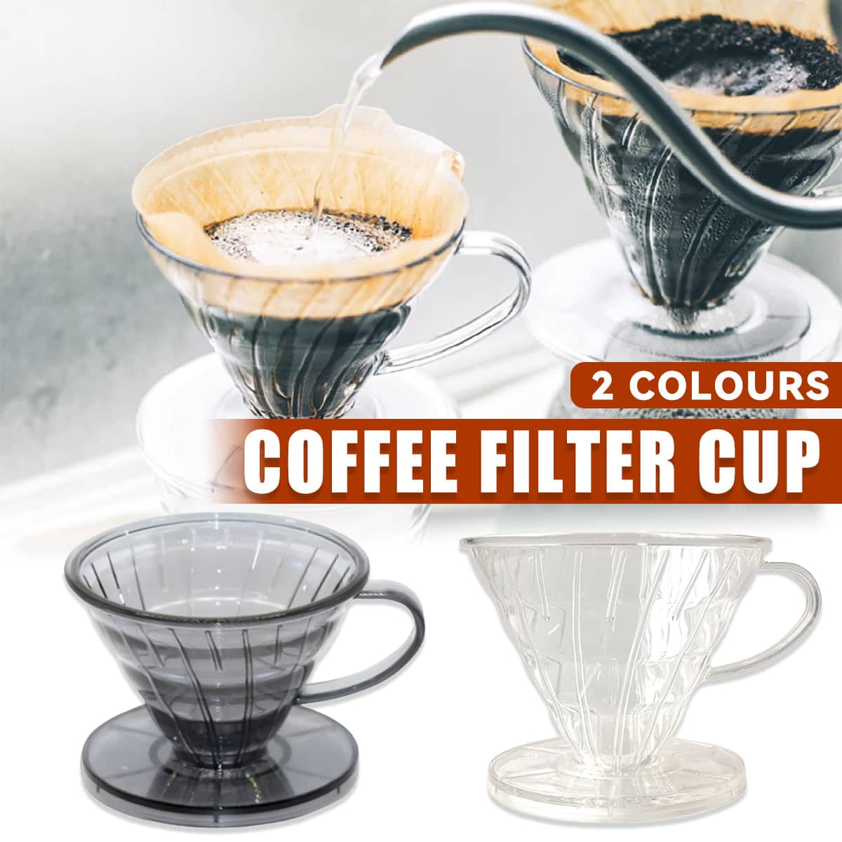 Reusable Hand Drip Coffee Filter Cup - Grey - view 2