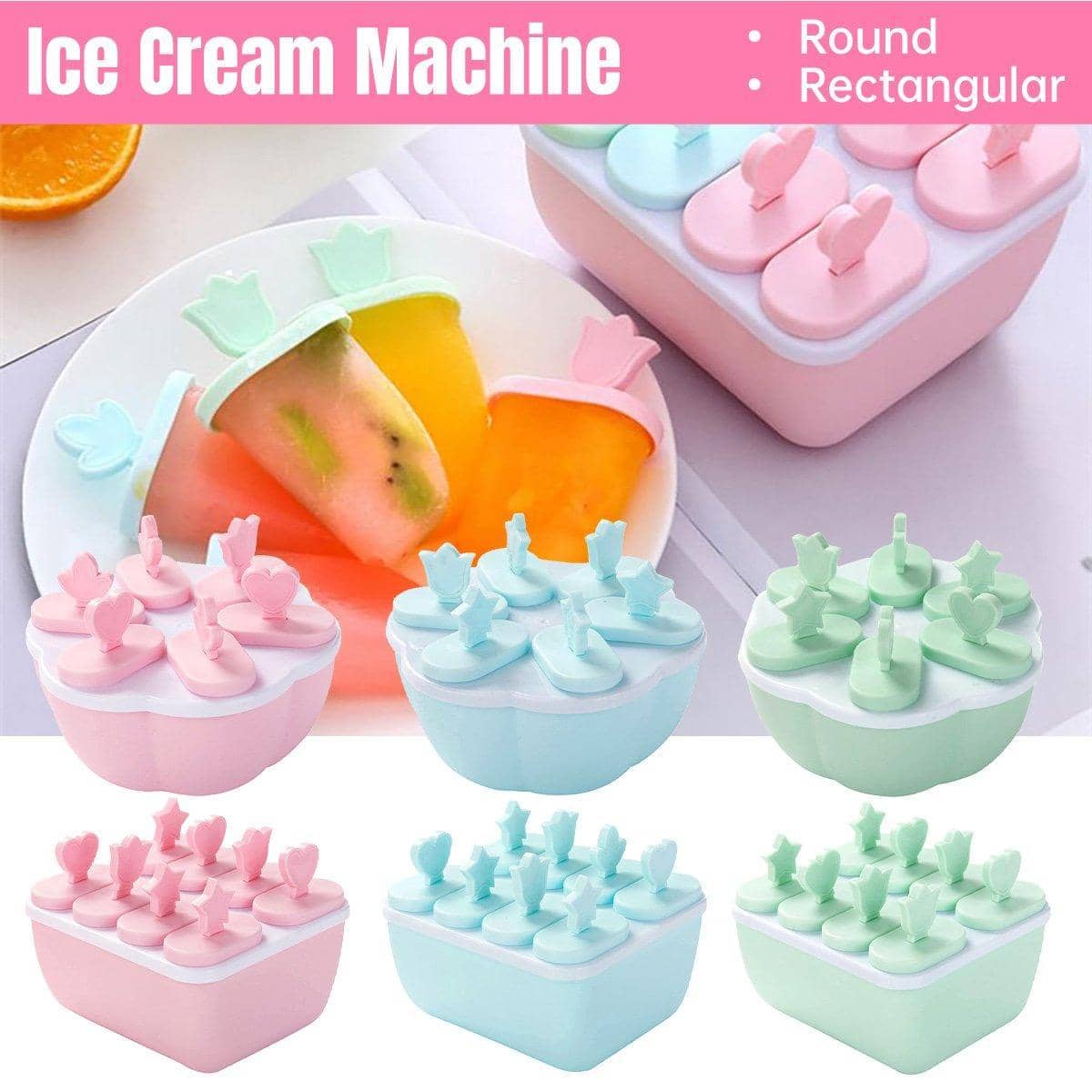 Reusable Ice Block Popsicle Moulds, Pack of 6 - Blue - view 2