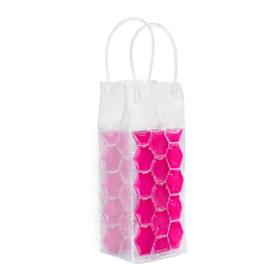 Reusable Ice Wine Bottle Cooler Bags - Pink Gel, Pack of 5