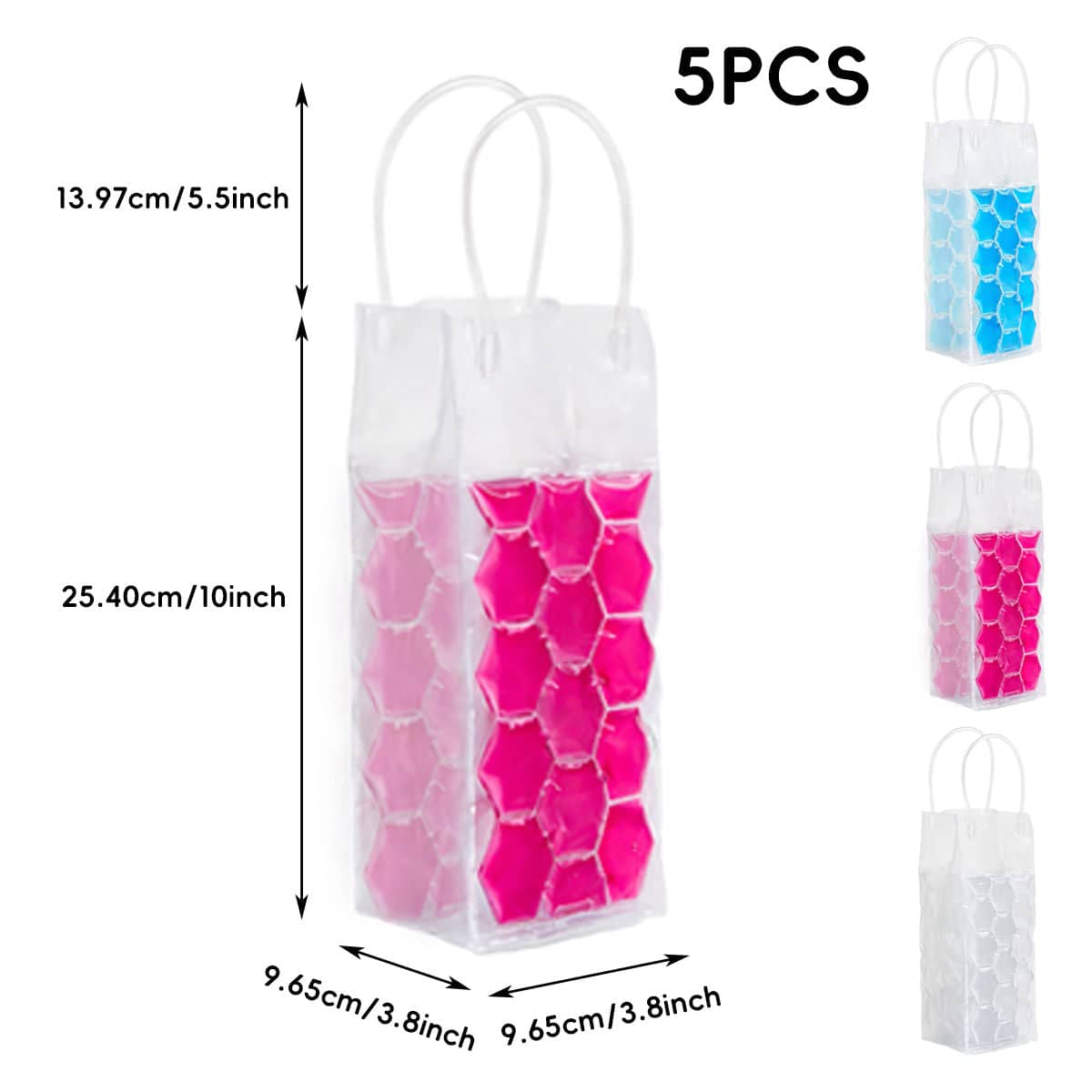 Reusable Ice Wine Bottle Cooler Bags - Pink Gel, Pack of 5 - view 4