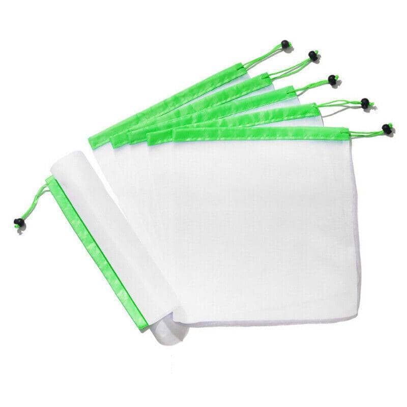 Reusable Mesh Produce Bags, Pack of 5 - Medium (30 x 35 cm), Green