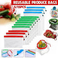 Reusable Mesh Produce Bags, Pack of 5 - Medium (30 x 35 cm), Green - view 2