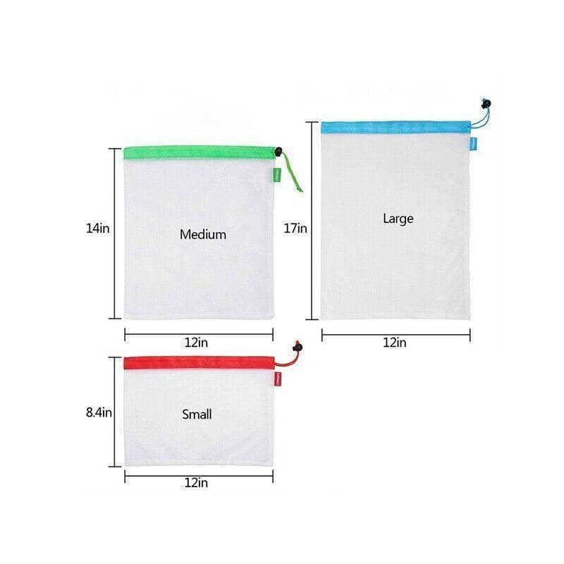 Reusable Mesh Produce Bags, Pack of 5 - Medium (30 x 35 cm), Green - view 4