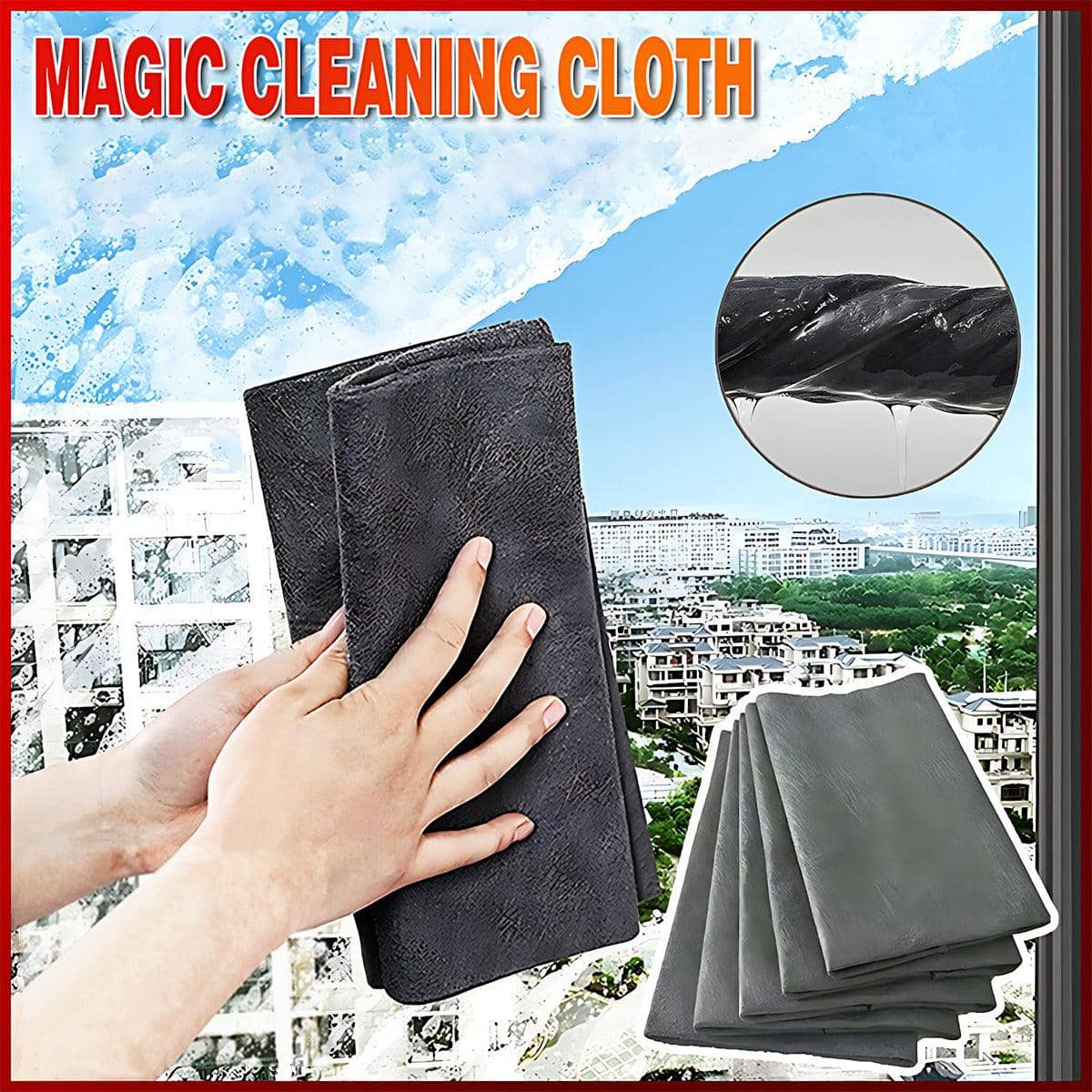 Reusable Microfibre Cleaning Cloth, Streak-Free - 30 x 30 cm, Grey - view 2