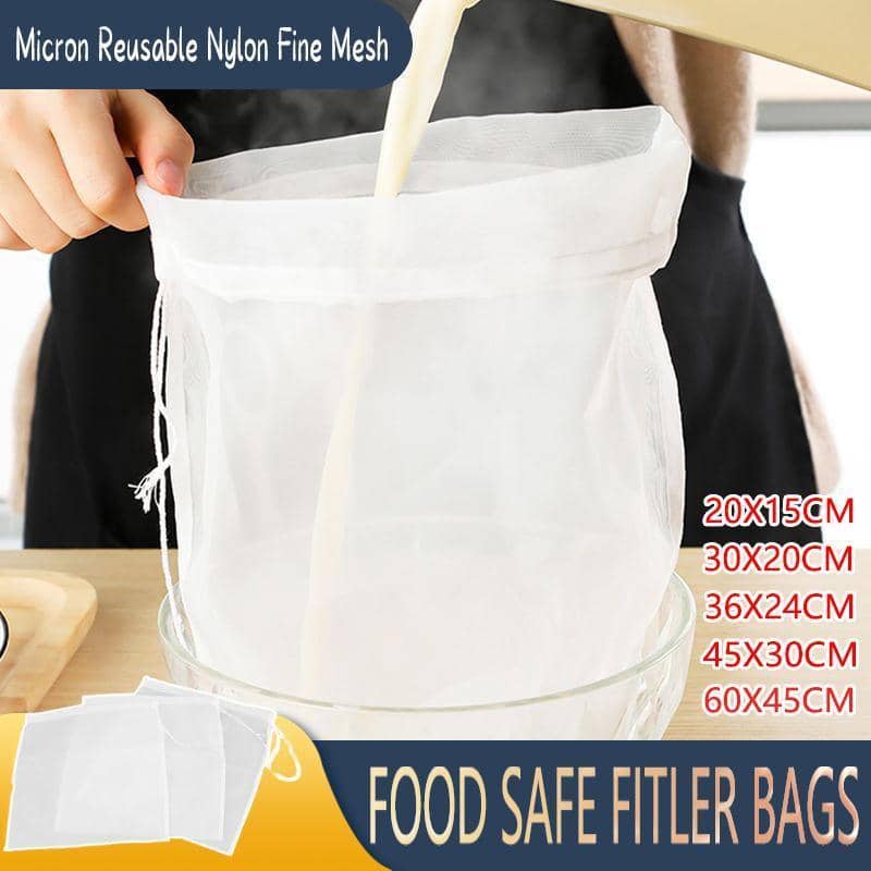 Reusable Nylon Fine Mesh Food Strainer Bag for Nut Milk and Coffee - 36 x 24cm - view 2