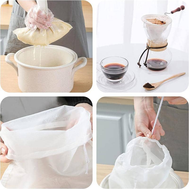Reusable Nylon Fine Mesh Food Strainer Bag for Nut Milk and Coffee - 36 x 24cm - view 5