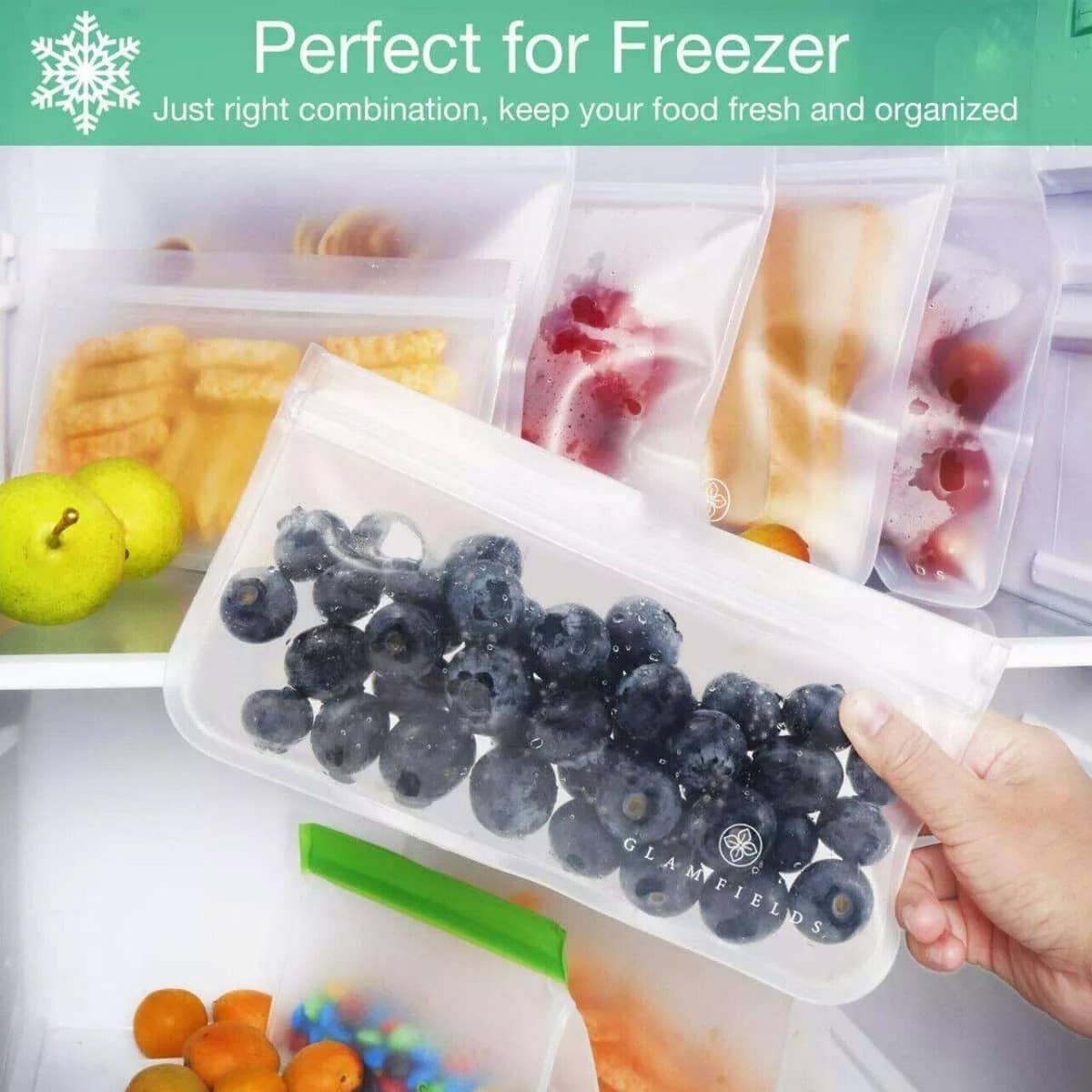 Reusable PEVA Food Storage Bags with Zip Lock - 6 Large and 4 Small, Pack of 10 - view 3