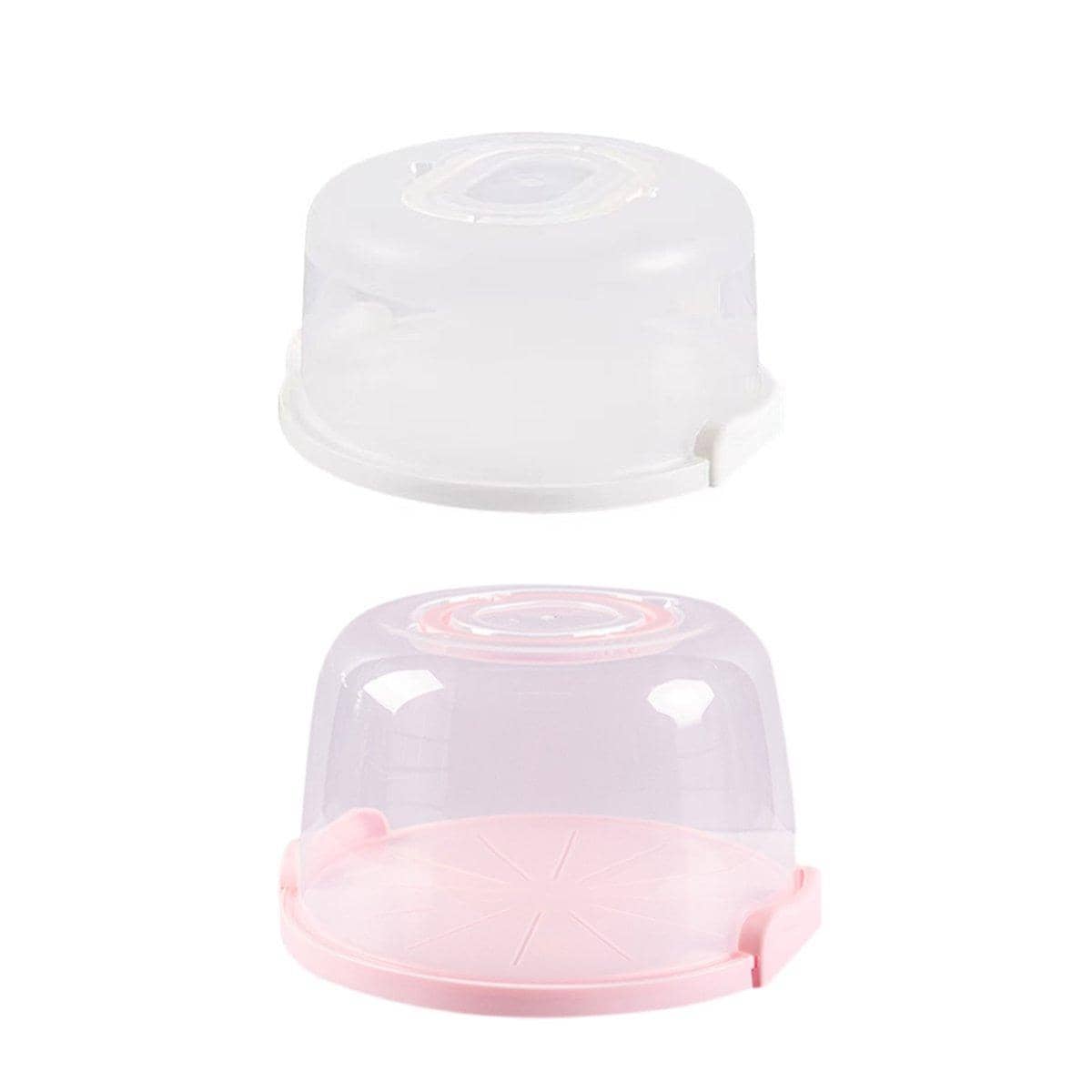 Reusable Plastic Cupcake Carrier Box with Handle - Pink, 8 Inch (32 cm Base) - view 3