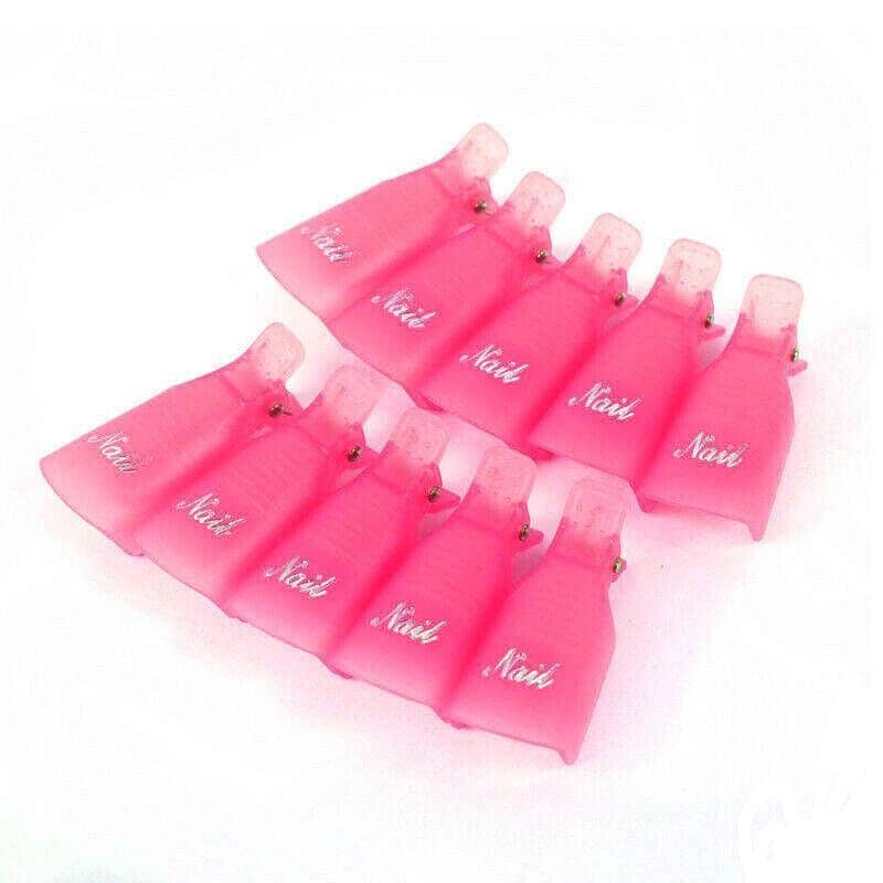 Reusable Plastic Nail Soak off Clips for UV Gel Polish Removal, Pack of 10 - Magenta