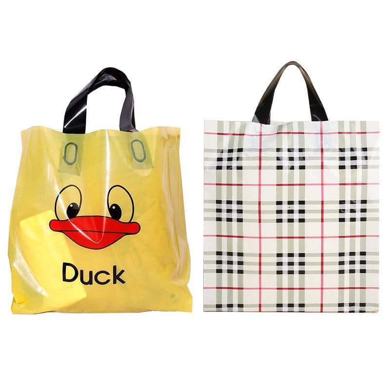 Reusable Plastic Tote Bags - Yellow Duck Face Print, 47 x 40 x 8 cm, Pack of 50 - view 3