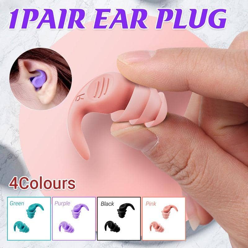 Reusable Silicone Ear Plugs, Noise Cancelling, Pack of 2 - Black - view 2