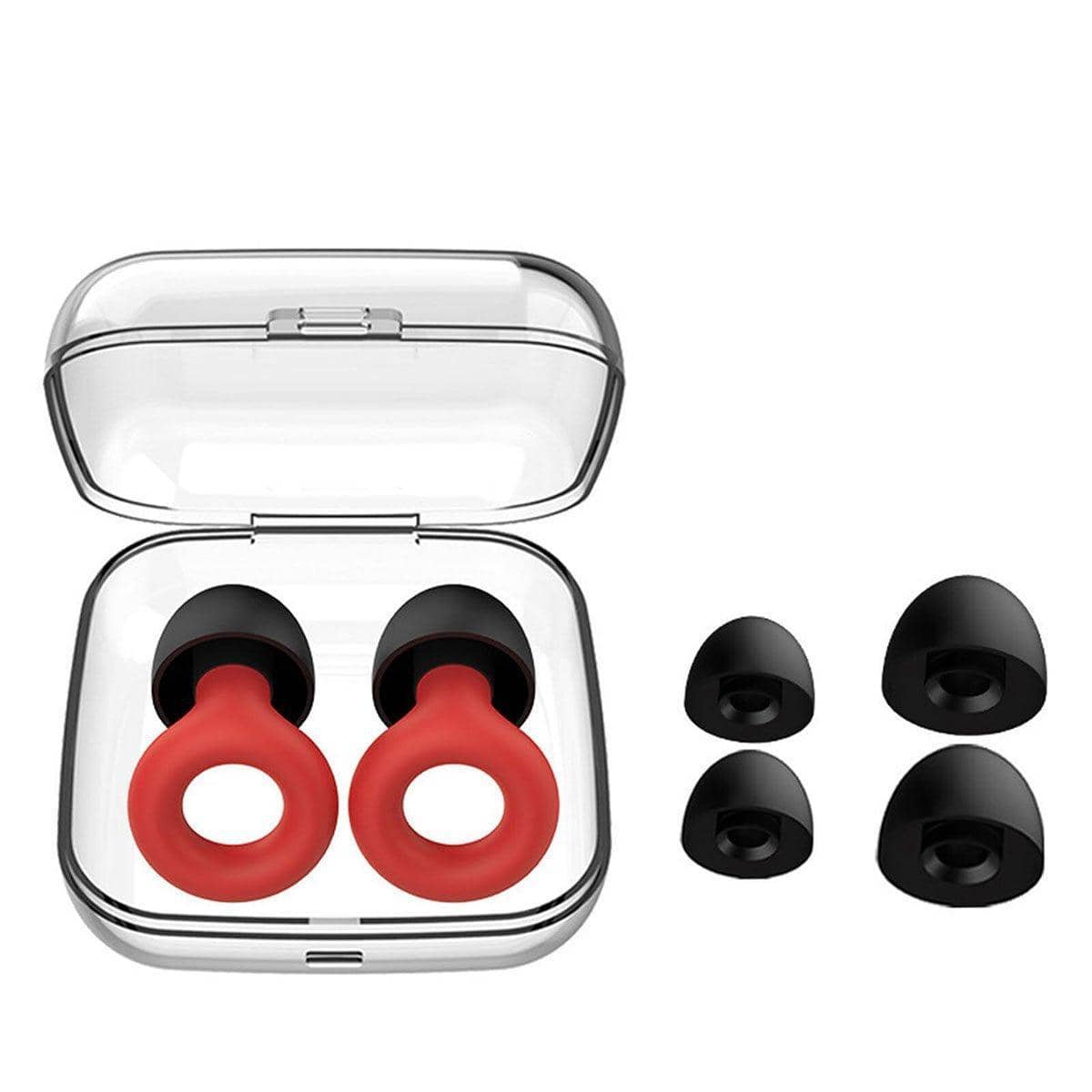 Reusable Silicone Earplugs for Sleeping and Swimming with Case - Red