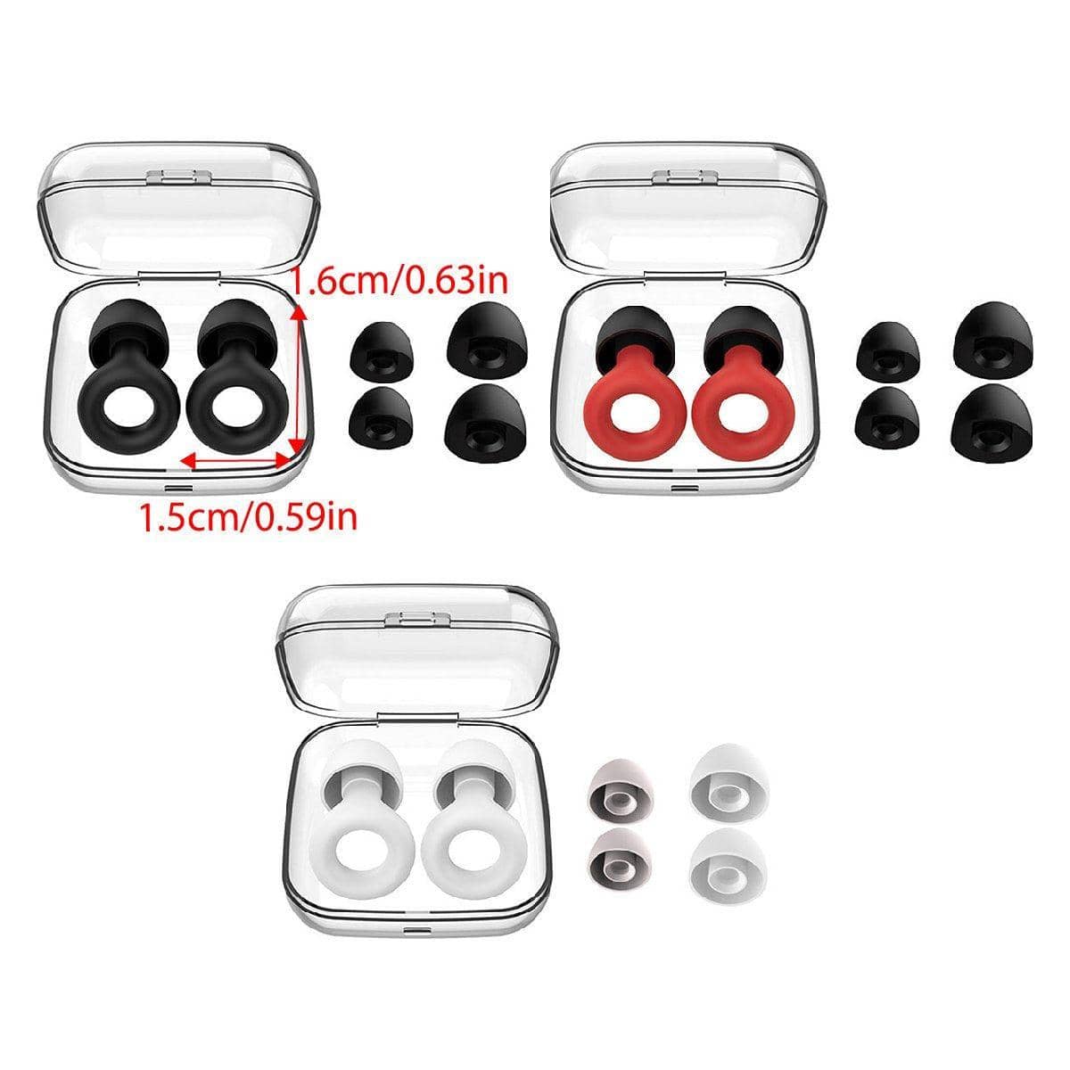 Reusable Silicone Earplugs for Sleeping and Swimming with Case - Red - view 4
