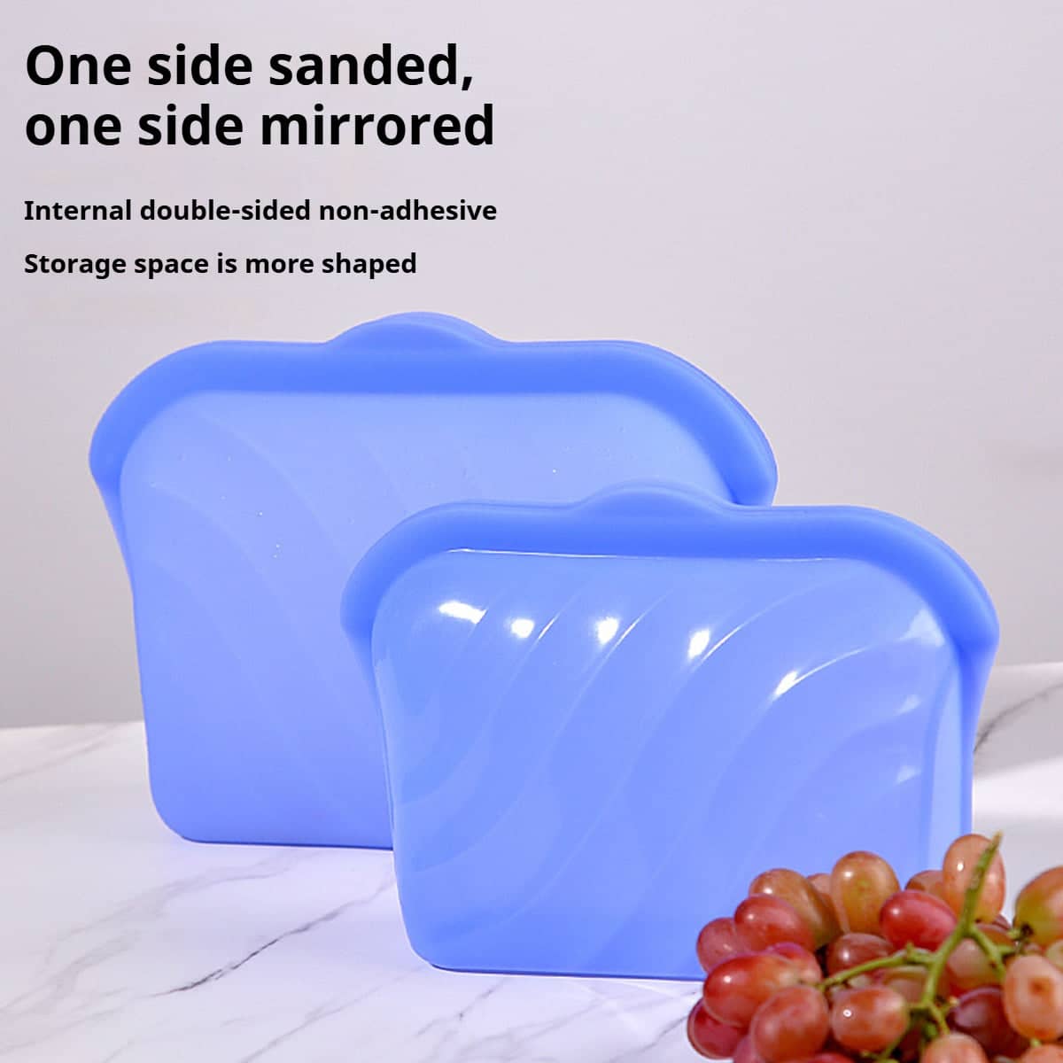Reusable Silicone Food Storage Bags, Blue, Set of 2 (1 Small, 1 Large) - view 5