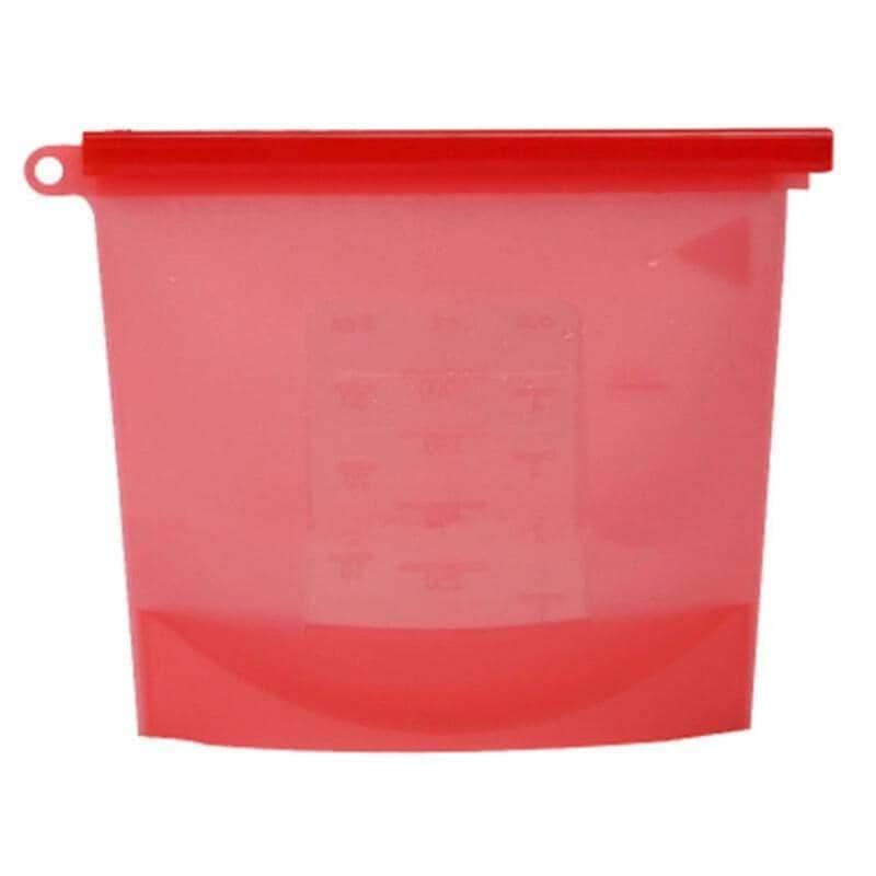 Reusable Silicone Food Storage Bags, Leak Proof 500ml - Red