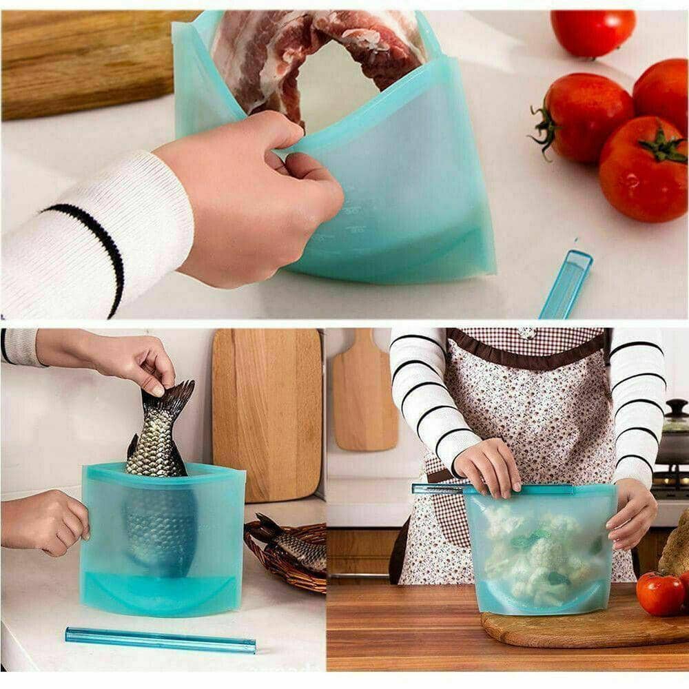 Reusable Silicone Food Storage Bags, Leak Proof 500ml - White - view 3